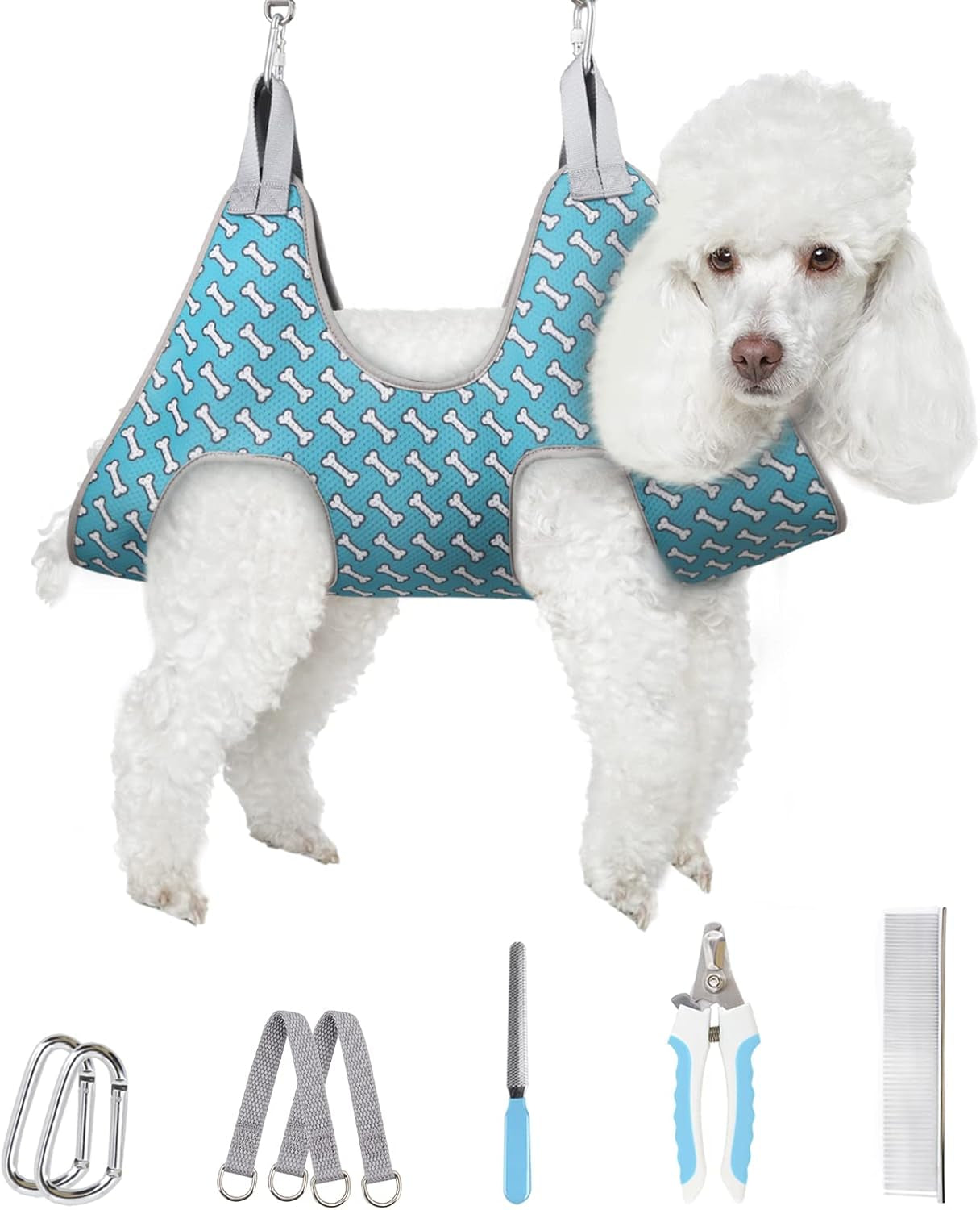 Pet Grooming Hammock Harness for Cats&Dogs,Relaxation Hammock Restraint Dog&Small Animal Leashes Sling for Grooming and Nail Trimming Clipping Grooming L(Legs Spacing:10.6''-15''/Maxw:70Lbs)