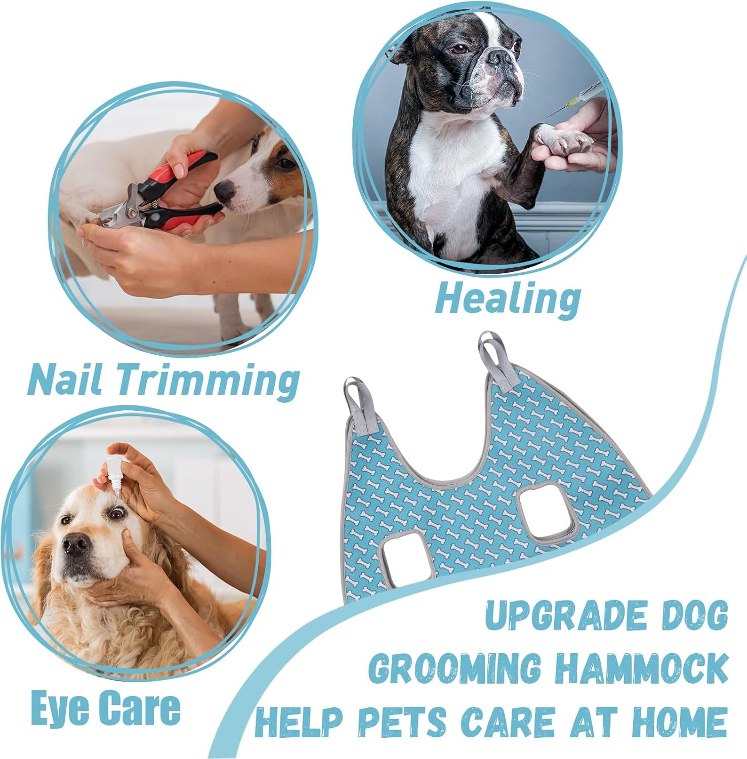 Pet Grooming Hammock Harness for Cats&Dogs,Relaxation Hammock Restraint Dog&Small Animal Leashes Sling for Grooming and Nail Trimming Clipping Grooming L(Legs Spacing:10.6''-15''/Maxw:70Lbs)